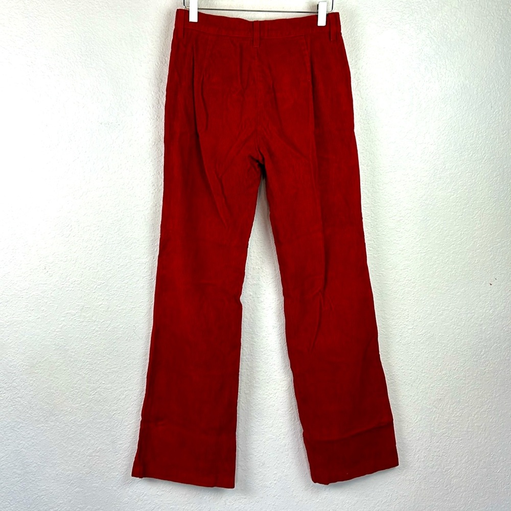 Perfect Reformation Dillon Red Wide Rib Corduroy High Rise Straight Leg Pant 27 - Picture 8 of 9